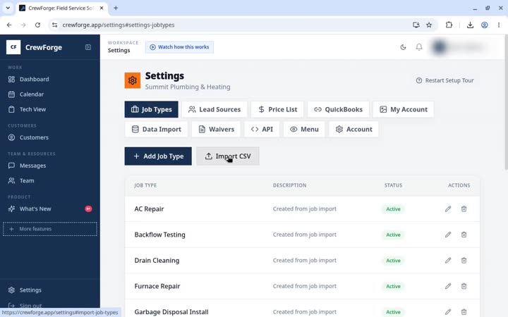 6. Import job types and price list training video preview