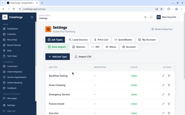 Settings training video preview